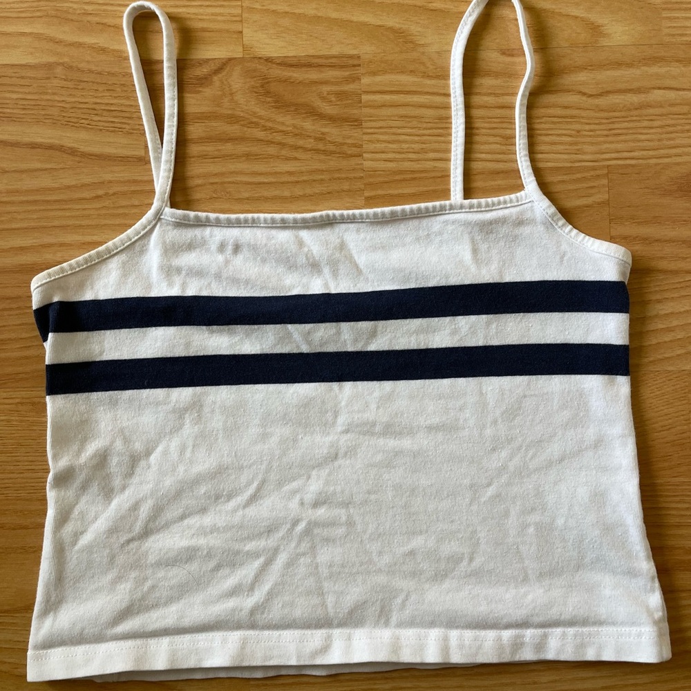 Brandy Melville White and Black Striped Tank Top
